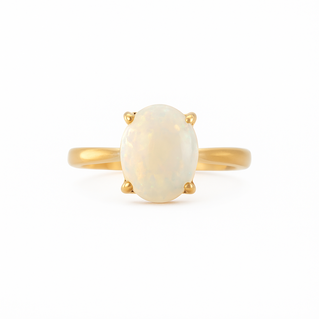 18ct Yellow Gold Opal Solitaire Ring