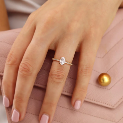 Oval white 2025 gold ring