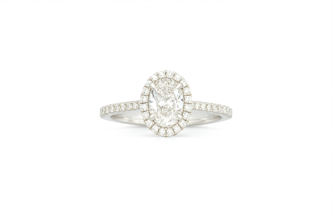 Oval Lab-Grown Diamond Halo Ring in Platinum