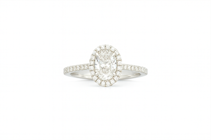 Oval Lab-Grown Diamond Halo Ring in Platinum