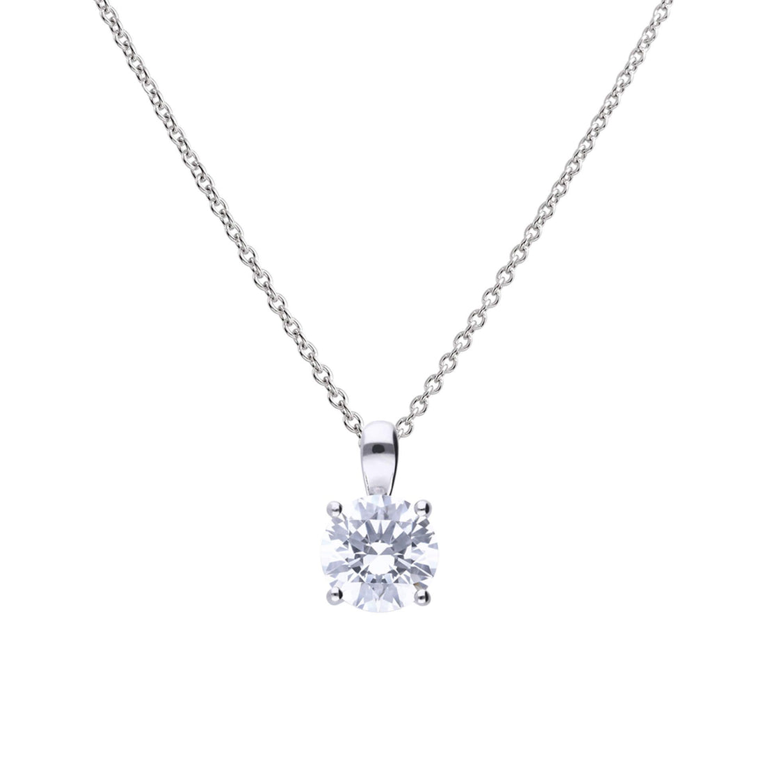 Silver Four Claw Zirconia Pendant — 2CT