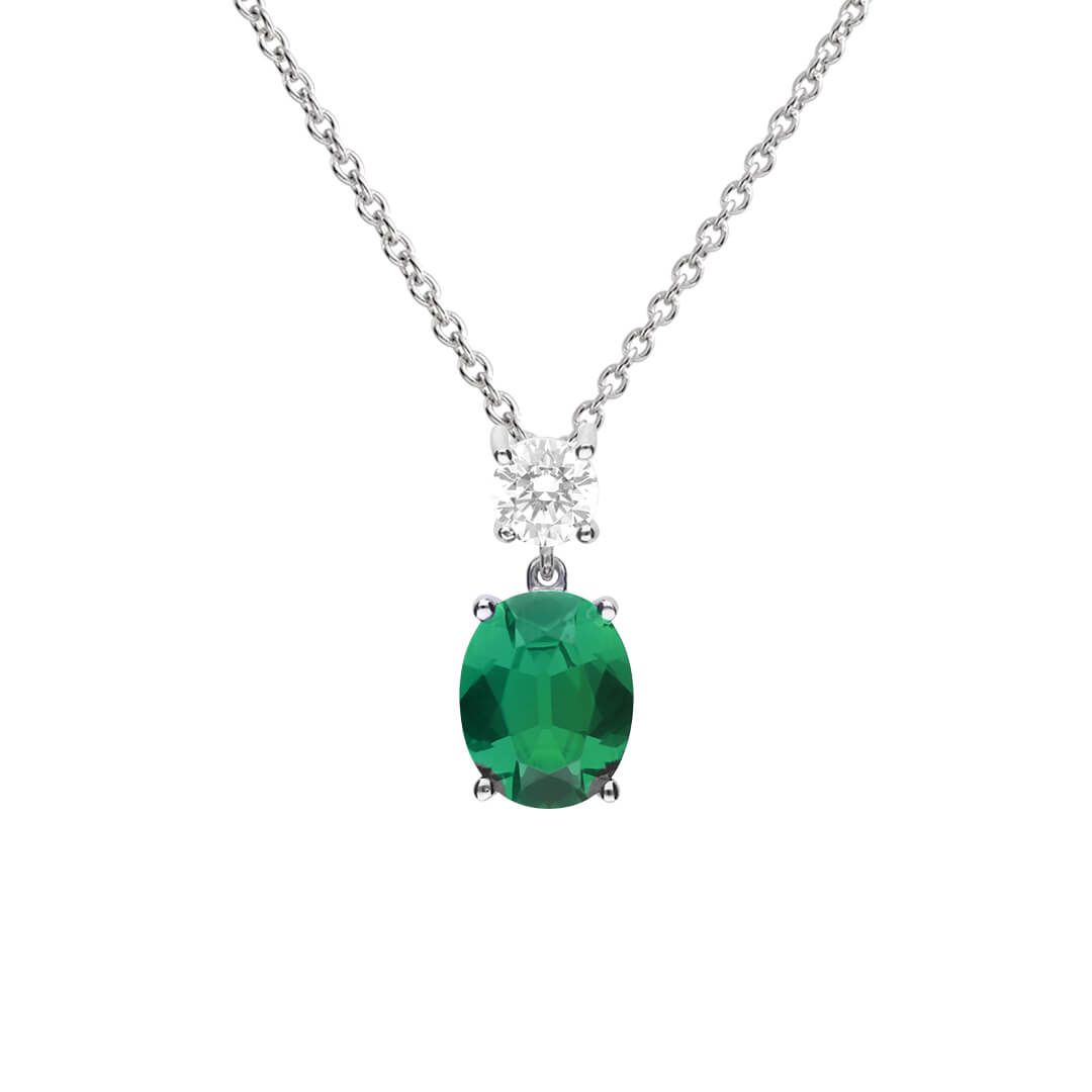 Oval Emerald Zirconia Drop Pendant