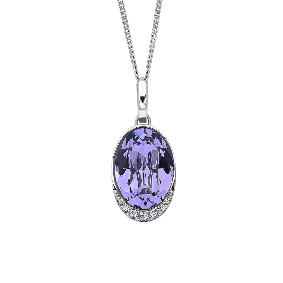 Fiorelli Oval Tanzanite Crystal Pendant with Cubic Zirconia Wave
