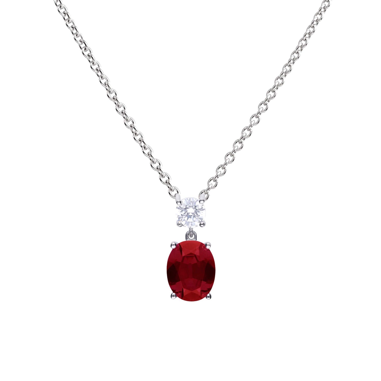 Oval Ruby Zirconia Drop Pendant