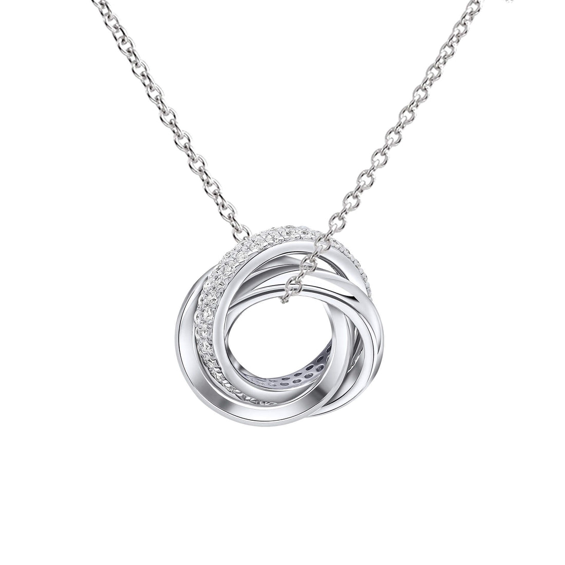 Silver and Zirconia Triple Twist Pendant