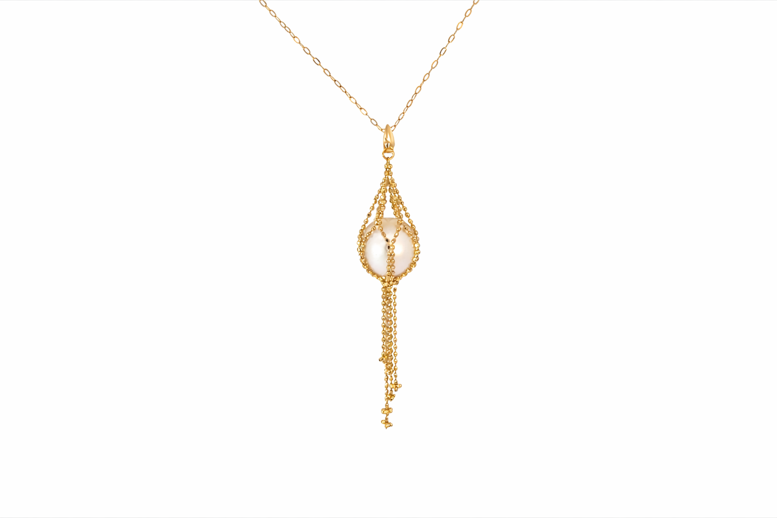 18ct Yellow Gold Pearl Drop Necklace