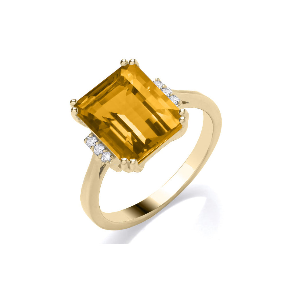 9CT Yellow Gold Diamond and Citrine Ring - Robert Anthony Jewellers, Edinburgh