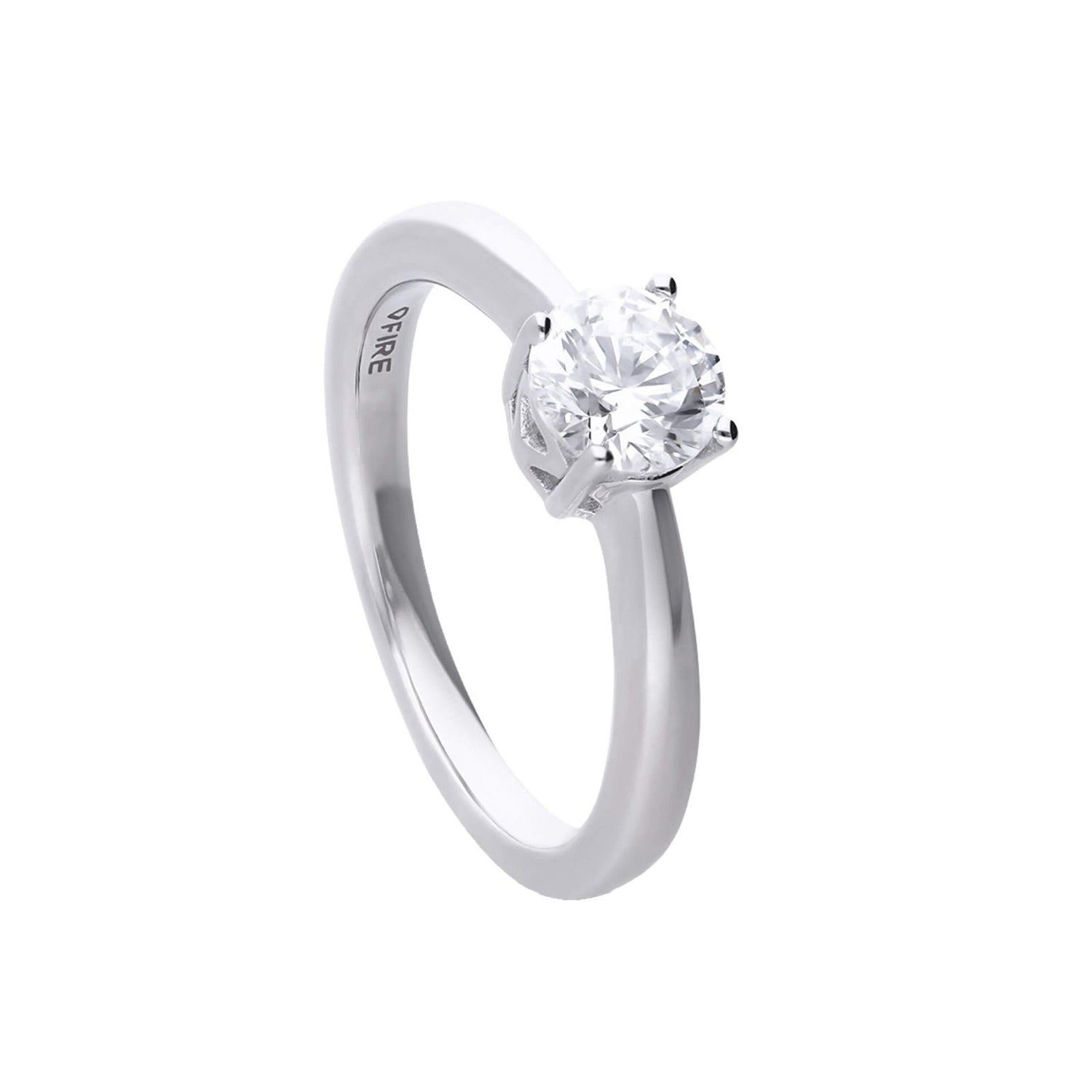 Silver and Zirconia Four Claw 1 Carat Ring — 1CT