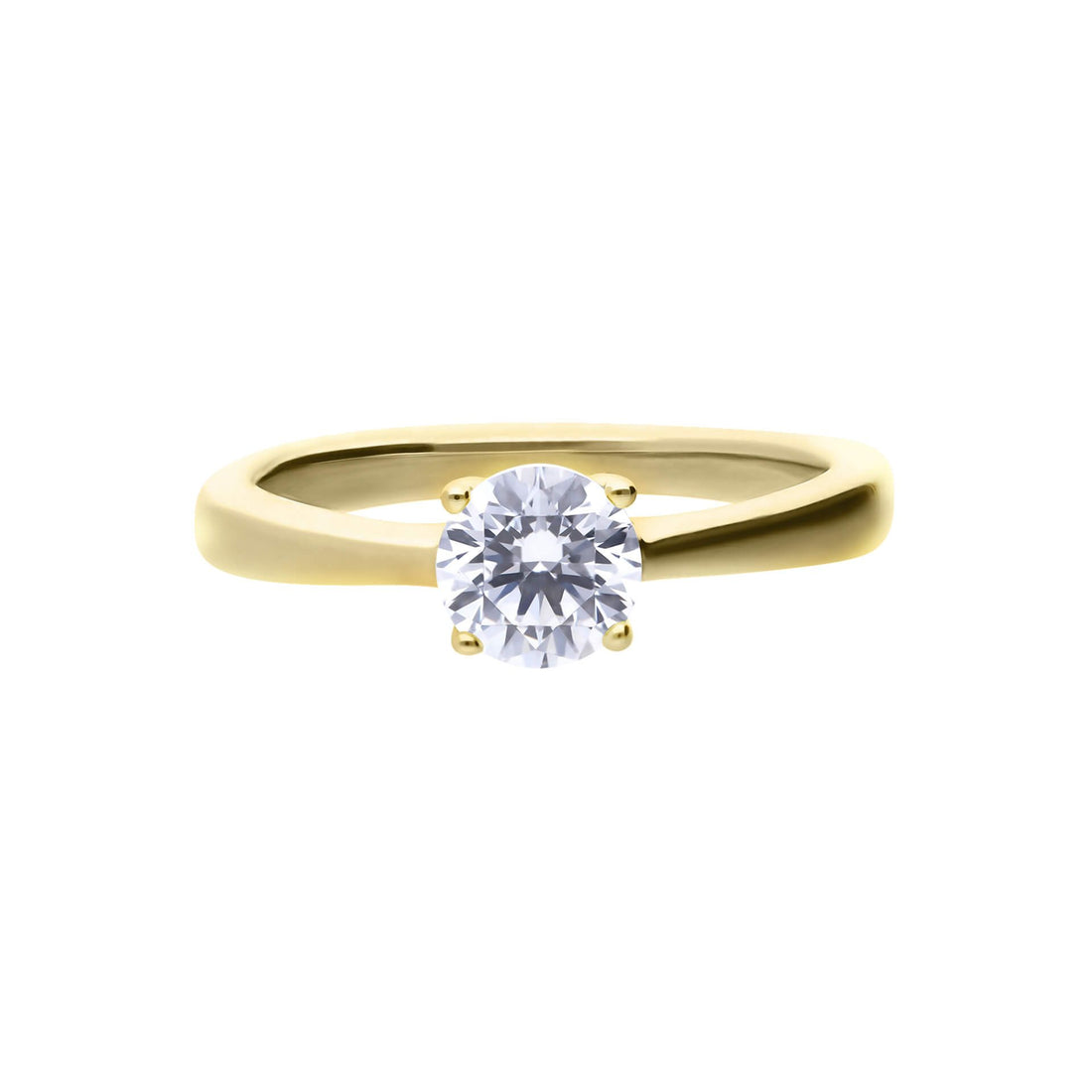 Gold Plated Silver and Zirconia Four Claw Ring — 1CT