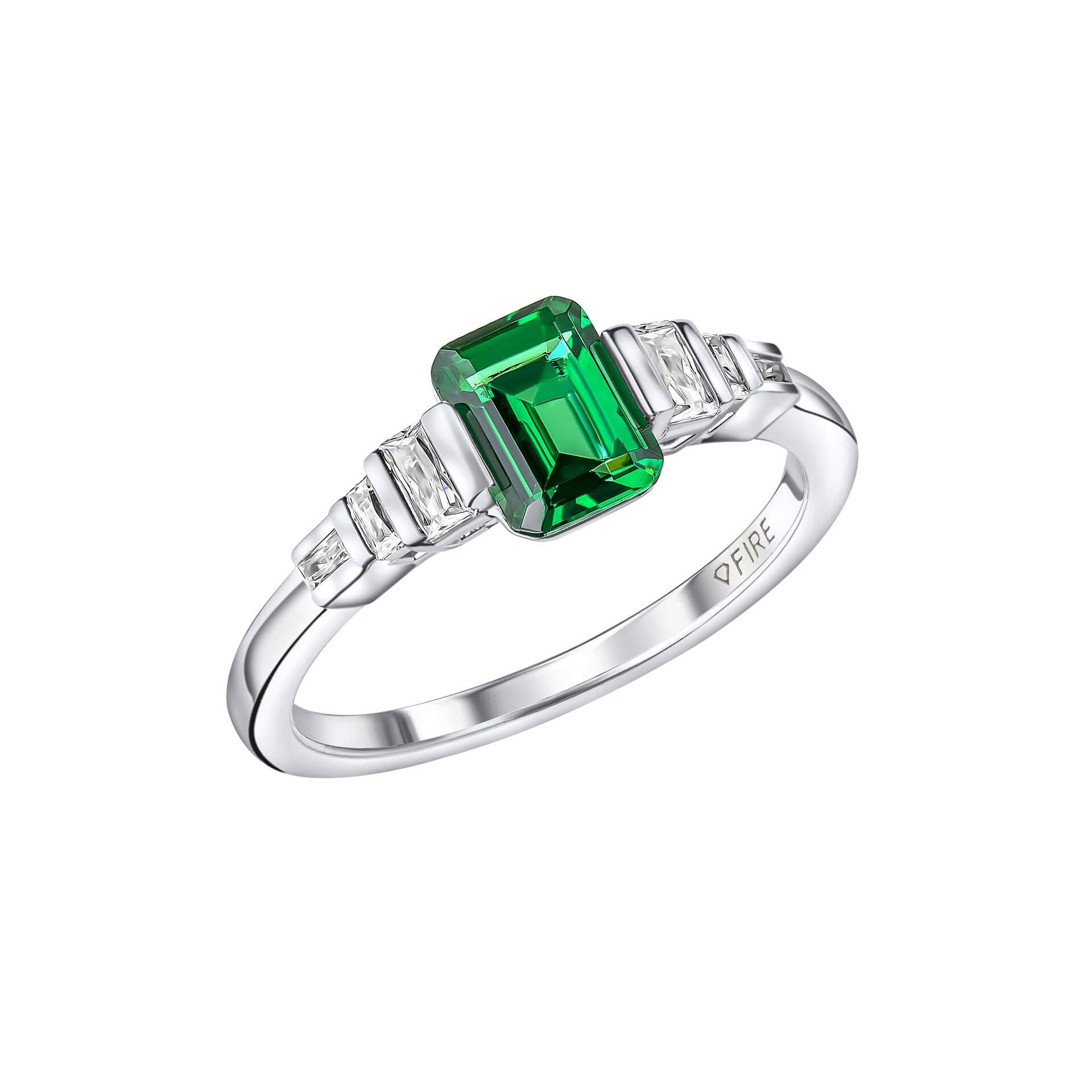 Silver Emerald Cut Zirconia Ring — Emerald CZ