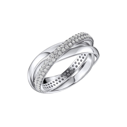 Silver and Zirconia Triple Twist Ring