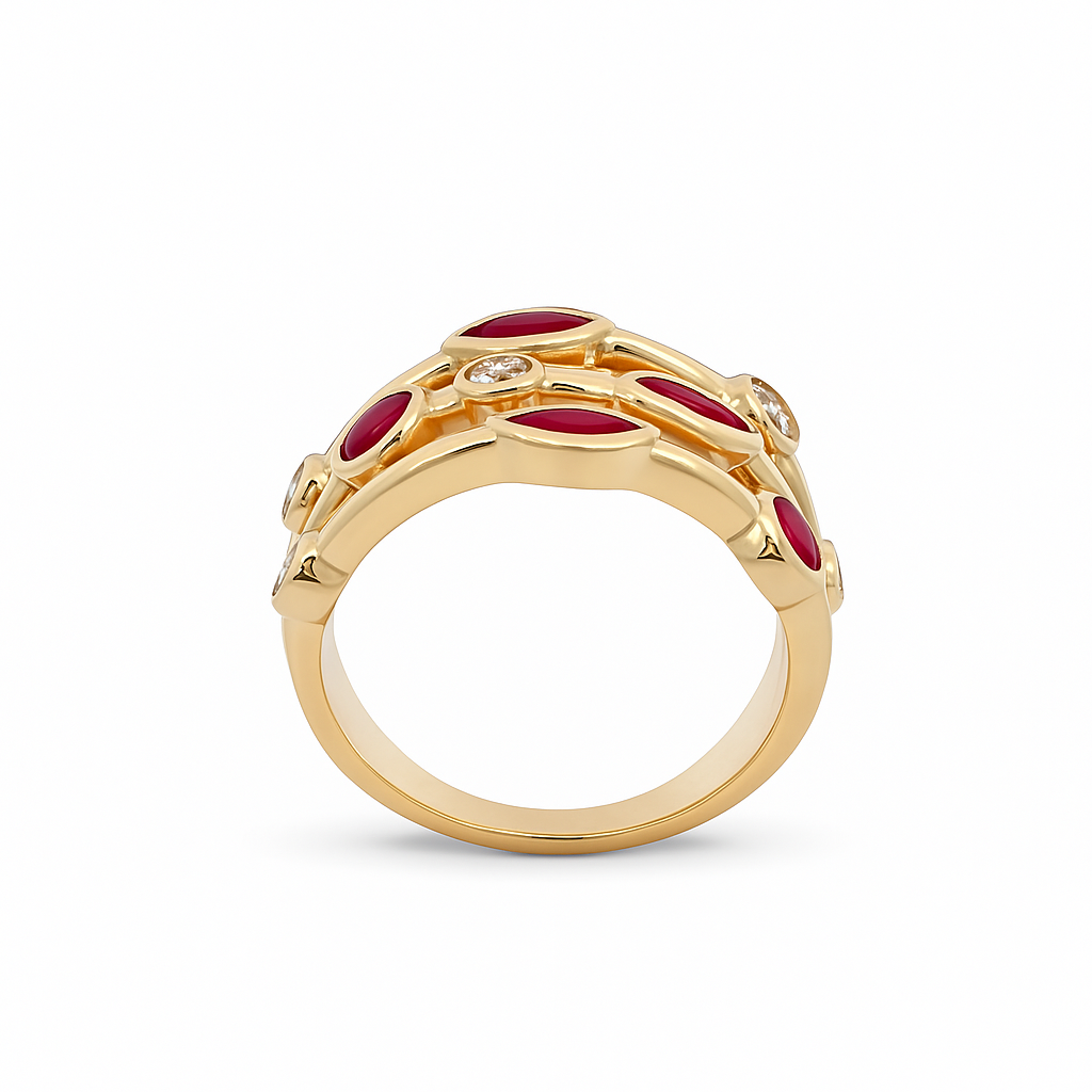 9ct Yellow Gold Ruby &amp; Diamond Ring