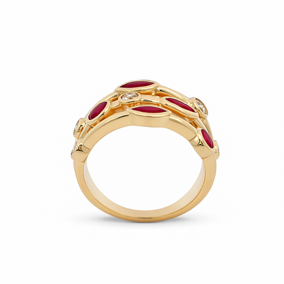 9ct Yellow Gold Ruby &amp; Diamond Ring