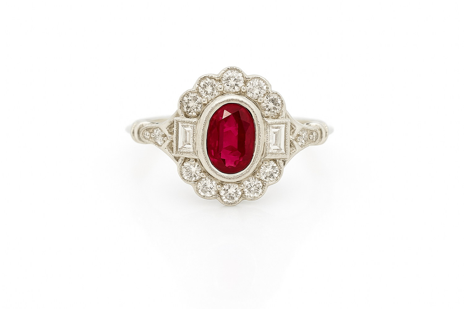 ruby and diamond cluster ring