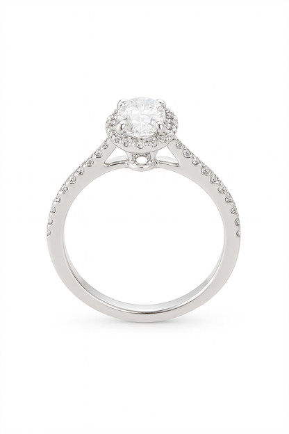 Oval Lab-Grown Diamond Halo Ring in Platinum