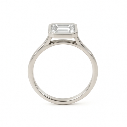 18ct White Gold 1.00ct Lab-Grown Emerald Cut Bezel-Set Ring