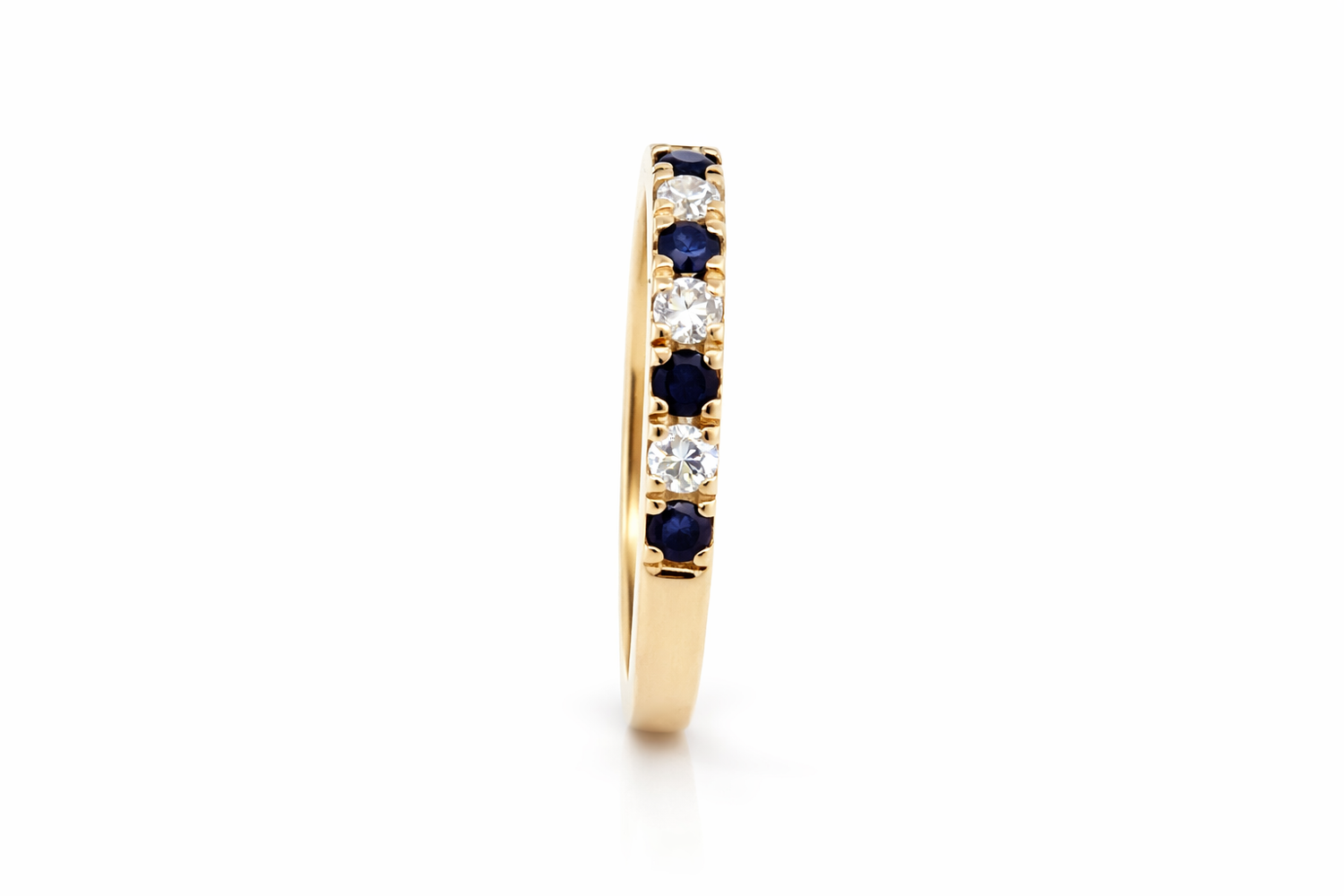 9ct Yellow Gold Sapphire &amp; Diamond Half Eternity Ring