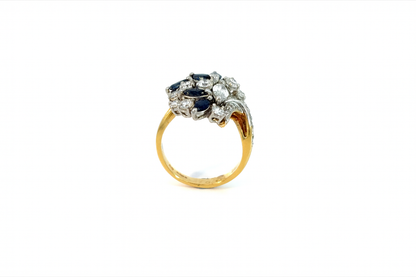 18ct gold sapphire and diamond cluster ring