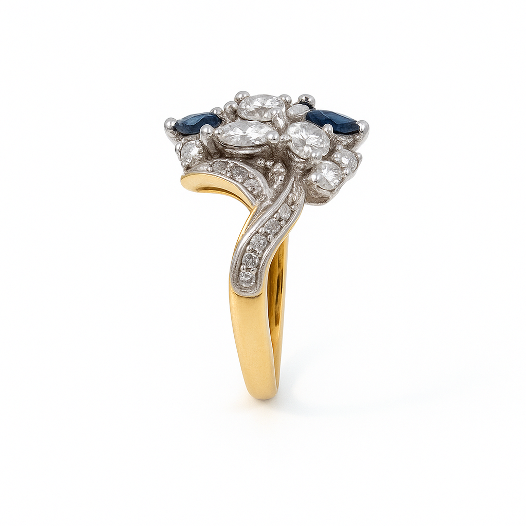 18ct gold sapphire and diamond cluster ring