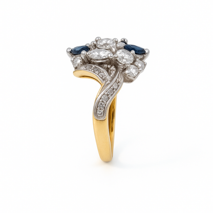 18ct gold sapphire and diamond cluster ring