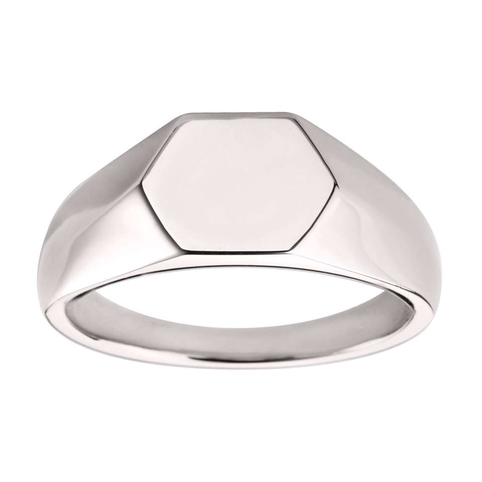 Hexagon Gold Signet Ring - Small