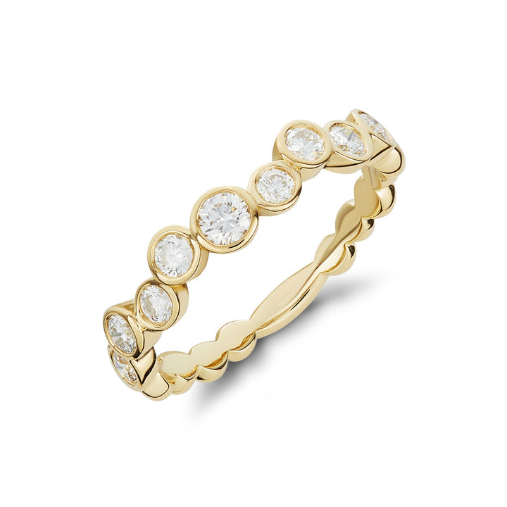 18ct Yellow Gold Diamond Bubble Half Eternity Ring