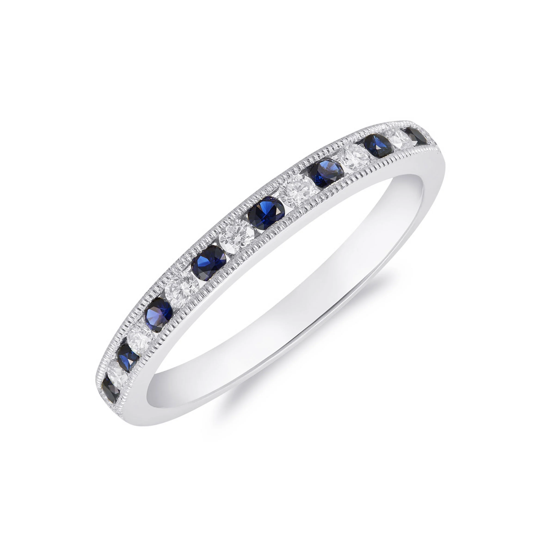 18CT Gold Round Sapphire &amp; Diamond 1/2 Eternity Ring - Robert Anthony Jewellers, Edinburgh