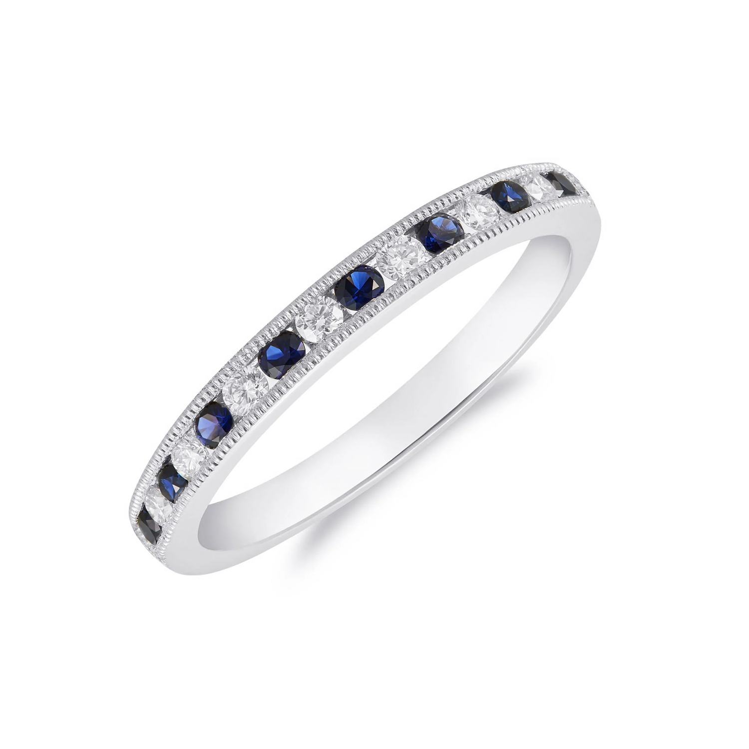 18CT Gold Round Sapphire &amp; Diamond 1/2 Eternity Ring - Robert Anthony Jewellers, Edinburgh