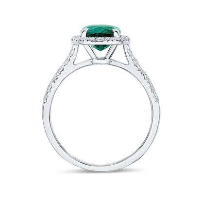 18ct White Gold Oval Green Tourmaline &amp; Diamond Cluster Ring - Robert Anthony Jewellers, Edinburgh