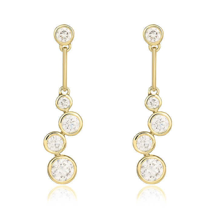 18ct Yellow Gold Diamond Bubble Drop Earrings