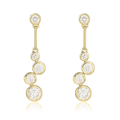 18ct Yellow Gold Diamond Bubble Drop Earrings - Robert Anthony Jewellers, Edinburgh