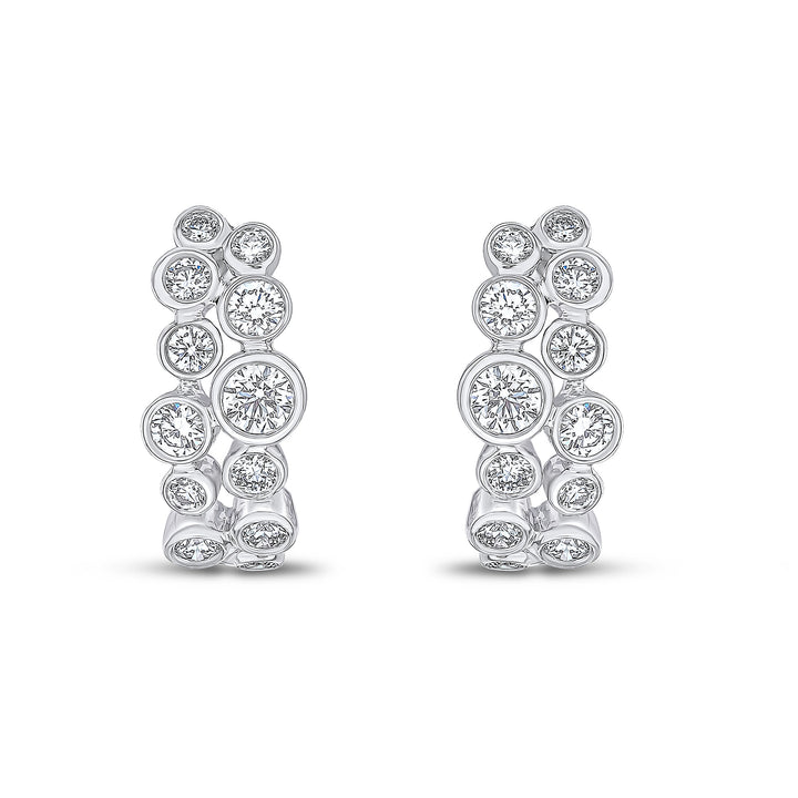 18ct White Gold Diamond Bubble Hoop Earrings - Robert Anthony Jewellers, Edinburgh