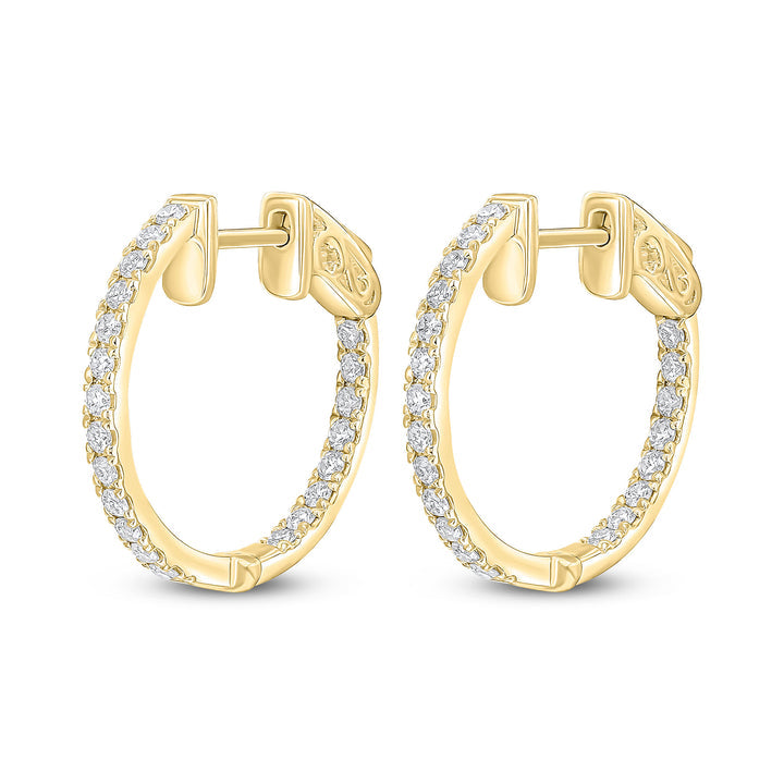 18ct Yellow Gold Full Diamond Hoop Earrings - Robert Anthony Jewellers, Edinburgh