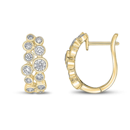18ct Yellow Gold Diamond Bubble Hoop Earrings - Robert Anthony Jewellers, Edinburgh