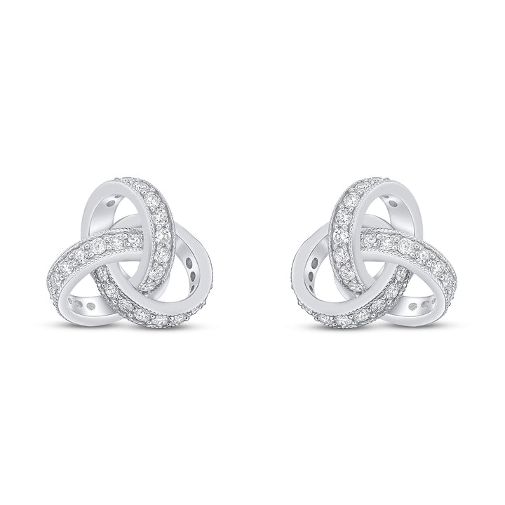 18ct White Gold Diamond Knot Stud Earrings