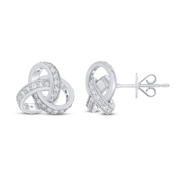 18ct White Gold Diamond Knot Stud Earrings
