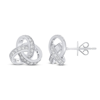 18ct White Gold Diamond Knot Stud Earrings - Robert Anthony Jewellers, Edinburgh