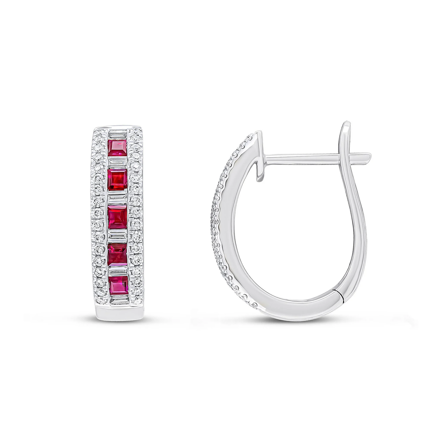 Square diamond hoop earrings sale