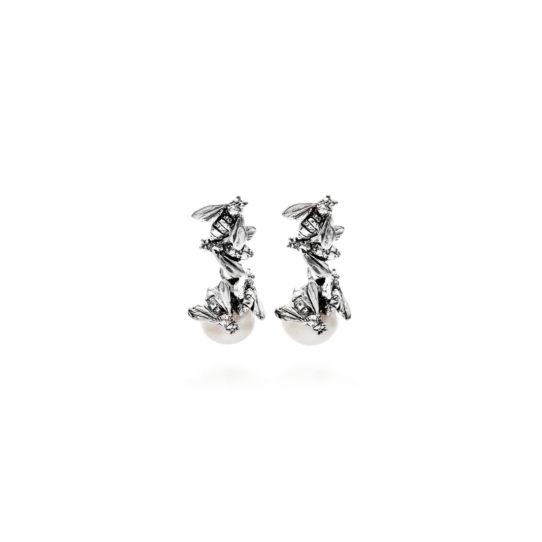 Giovanni Raspini Sterling Silver Bees Drop Earrings
