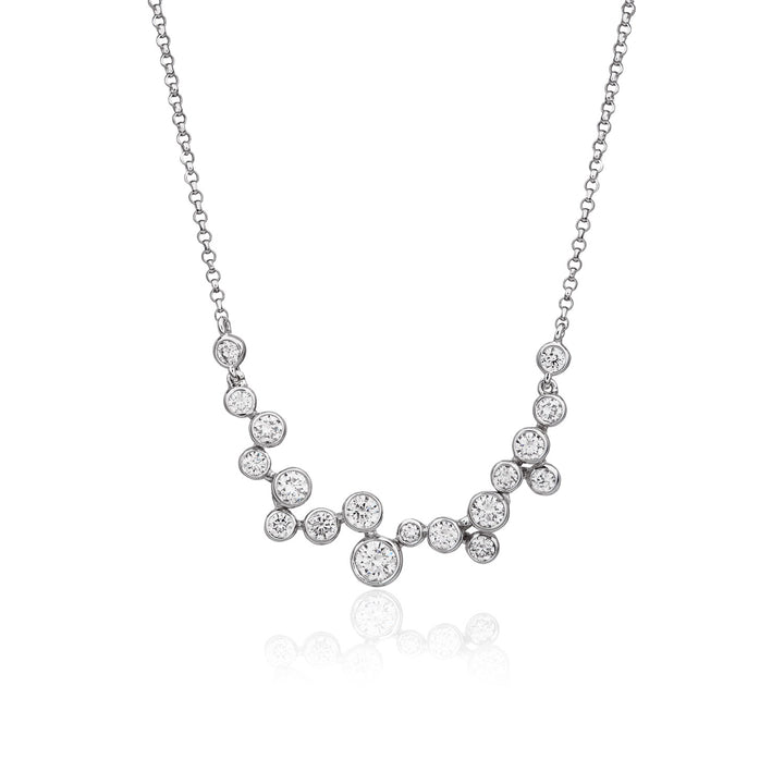 18ct White Gold Round Diamond Bubble Curve Necklace - Robert Anthony Jewellers, Edinburgh