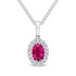 18CT Gold Oval Ruby & Diamond Cluster Pendant (6x4mm) - Robert Anthony Jewellers, Edinburgh