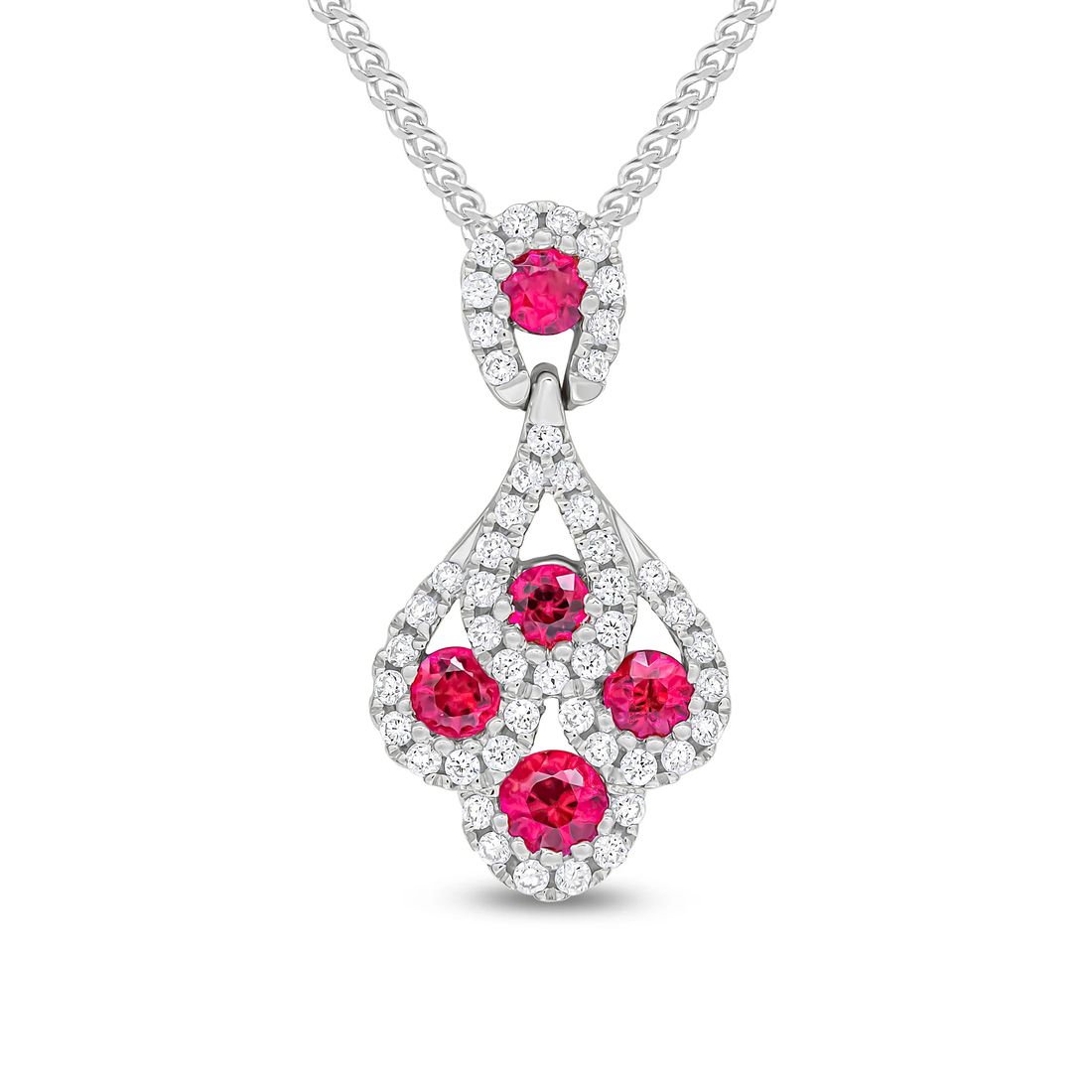 18CT Gold Round Ruby & Diamond Peacock Pendant - Robert Anthony Jewellers, Edinburgh