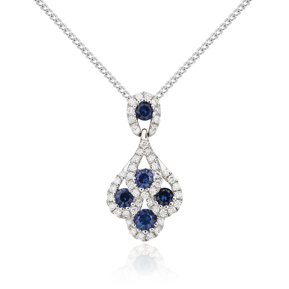 18CT Gold Round Sapphire & Diamond Peacock Pendant - Robert Anthony Jewellers, Edinburgh