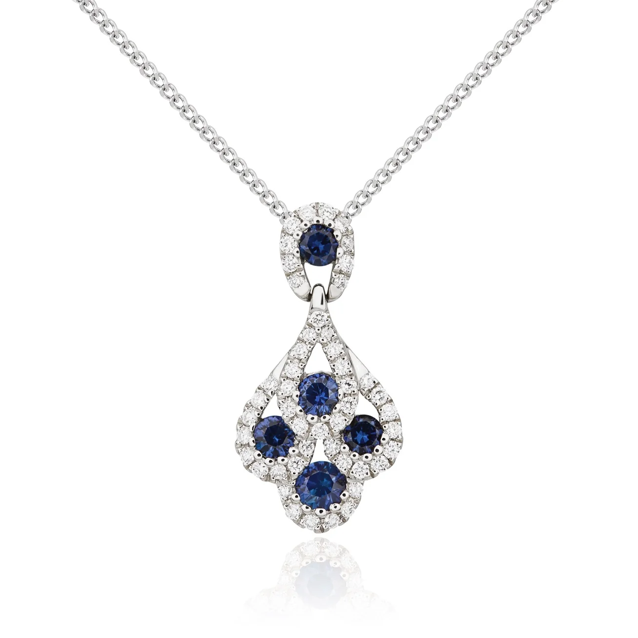 18CT Gold Round Sapphire &amp; Diamond Peacock Pendant - Robert Anthony Jewellers, Edinburgh