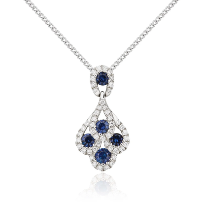 18CT Gold Round Sapphire &amp; Diamond Peacock Pendant - Robert Anthony Jewellers, Edinburgh