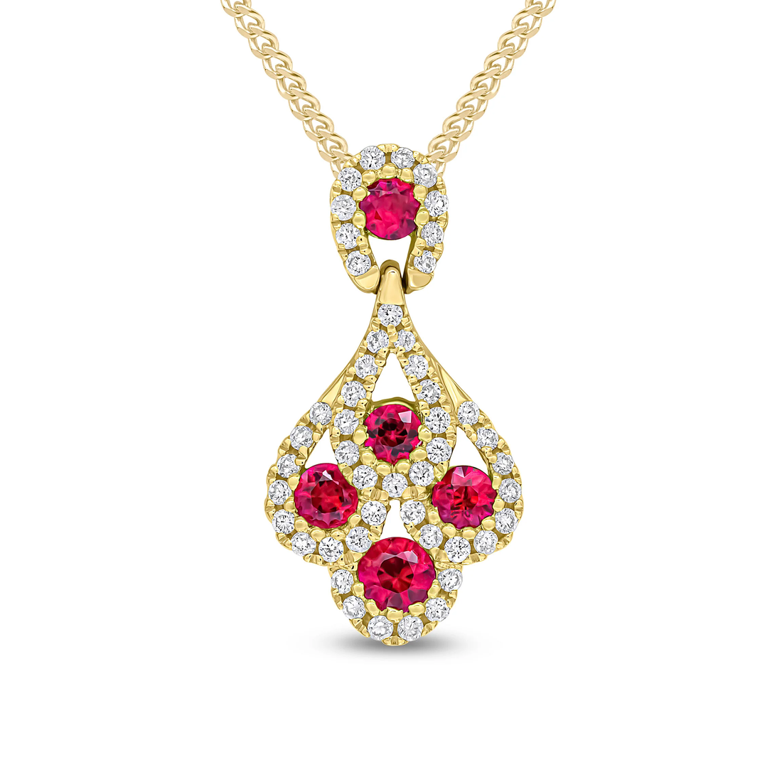 18CT Gold Round Ruby & Diamond Peacock Pendant - Robert Anthony Jewellers, Edinburgh