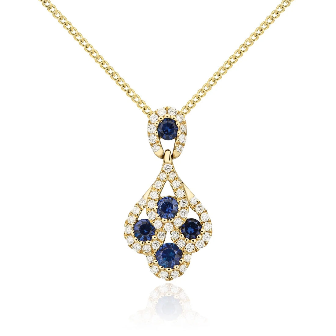 18CT Gold Round Sapphire &amp; Diamond Peacock Pendant