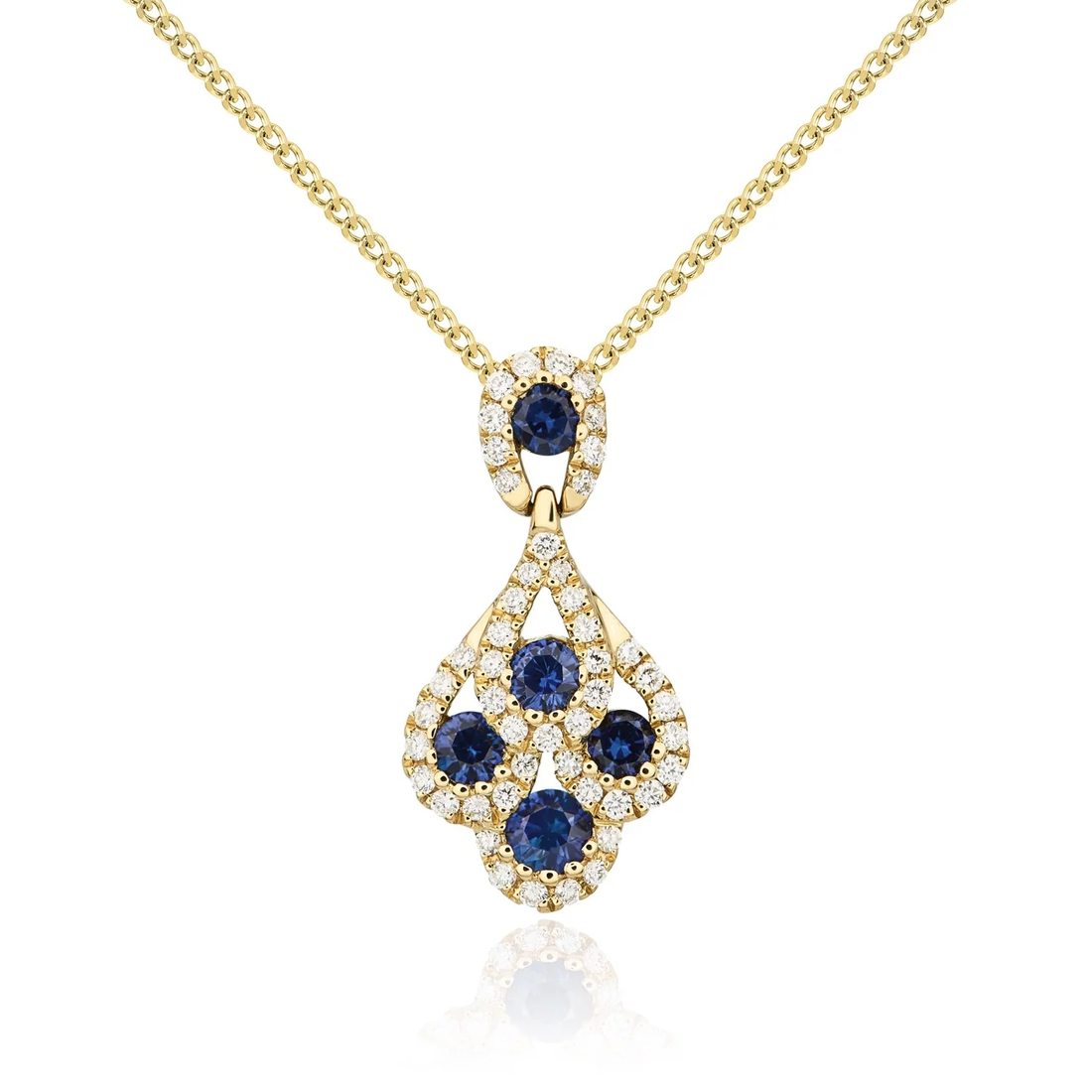 18CT Gold Round Sapphire & Diamond Peacock Pendant - Robert Anthony Jewellers, Edinburgh