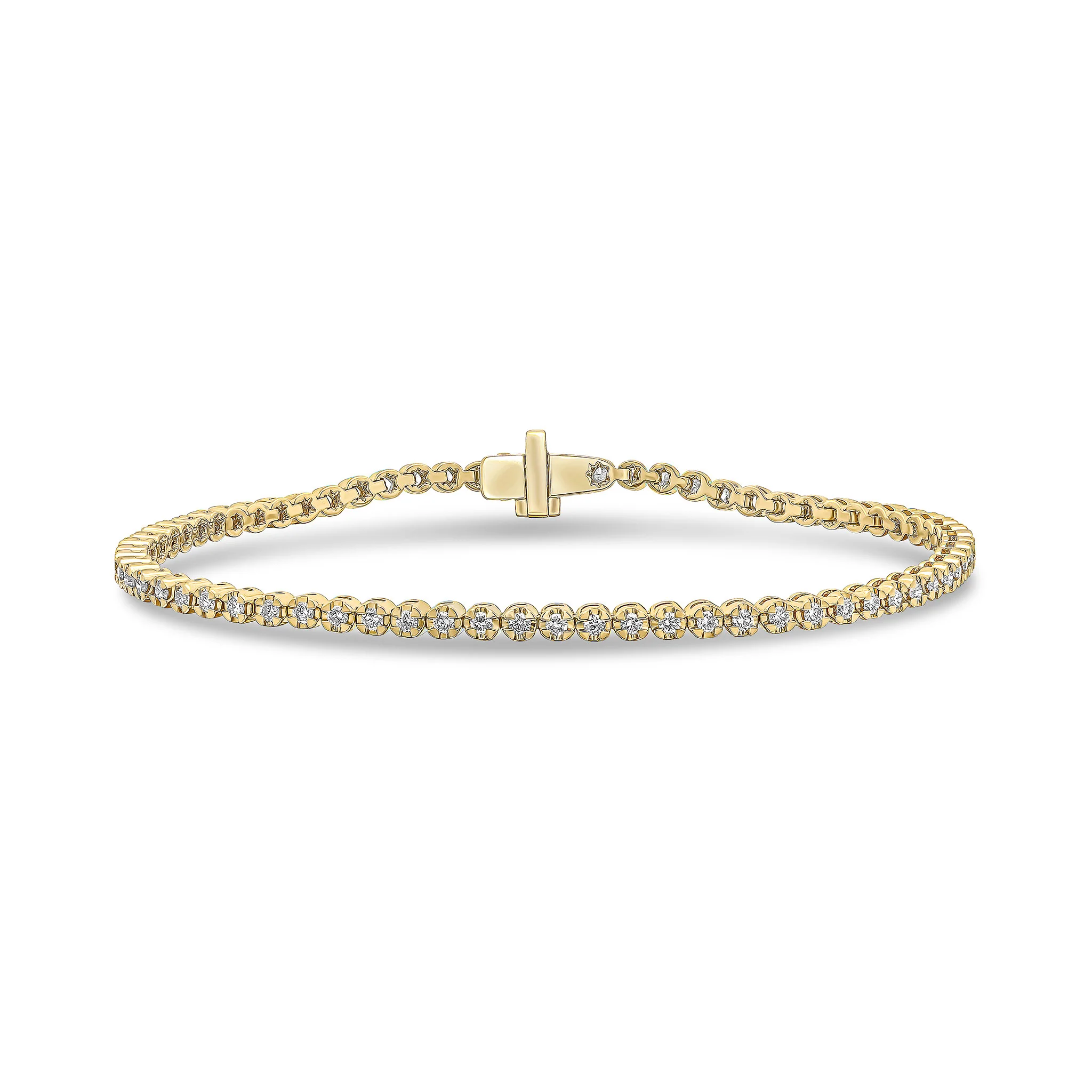 18CT Yellow Gold &amp; Round Diamond Tennis Bracelet - Robert Anthony Jewellers, Edinburgh