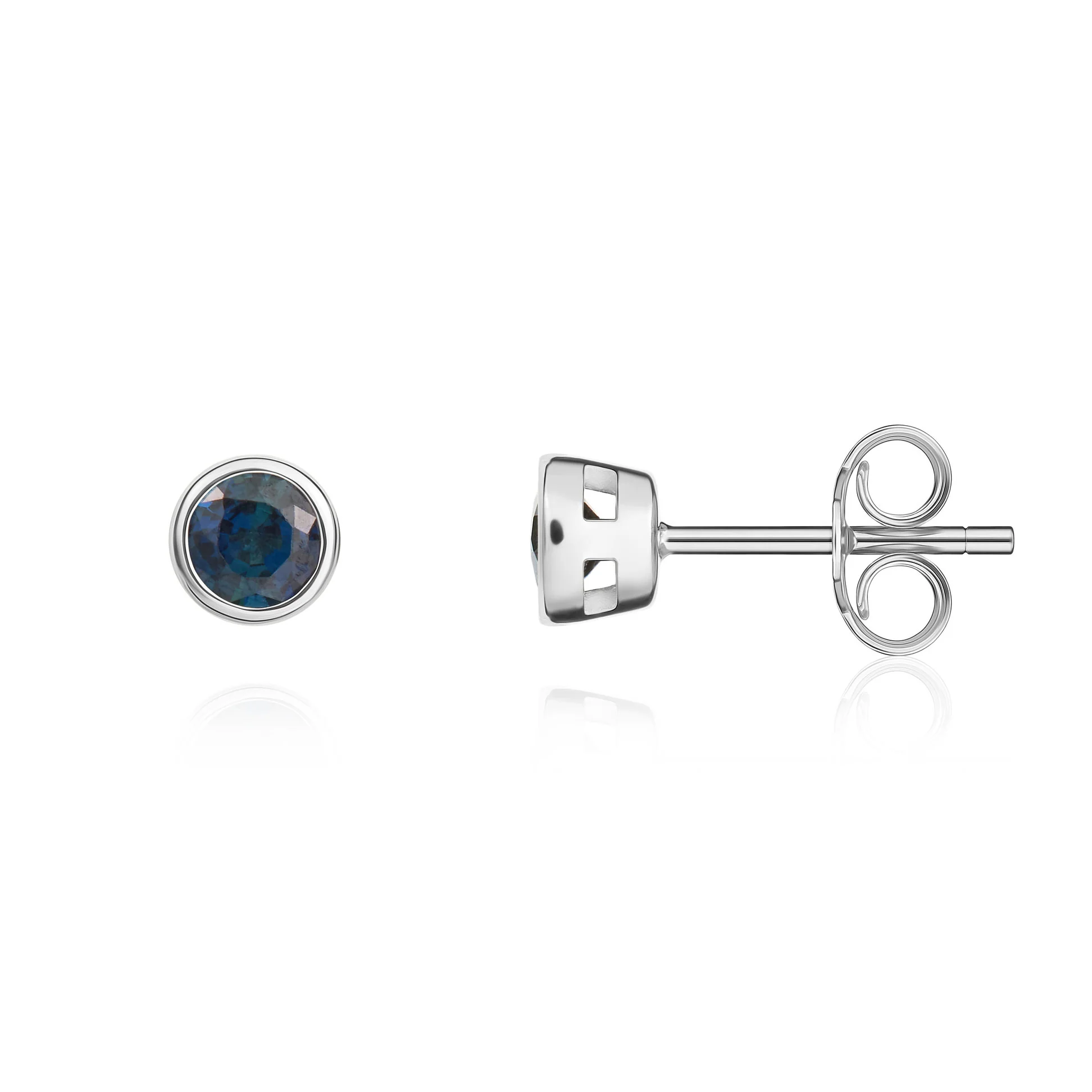 9CT Gold Round Blue Sapphire Rubover Stud Earrings (3mm) - Robert Anthony Jewellers, Edinburgh